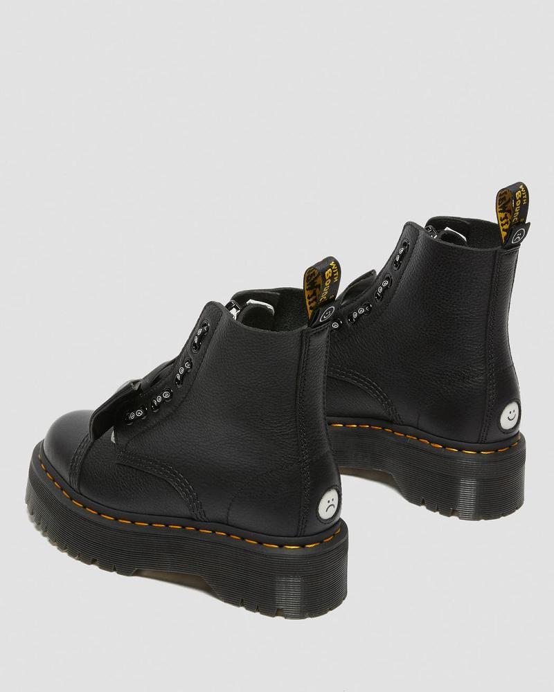 Women's Dr Martens Sinclair Lazy Oaf Leather Platform Boots Black | AU 254LIS